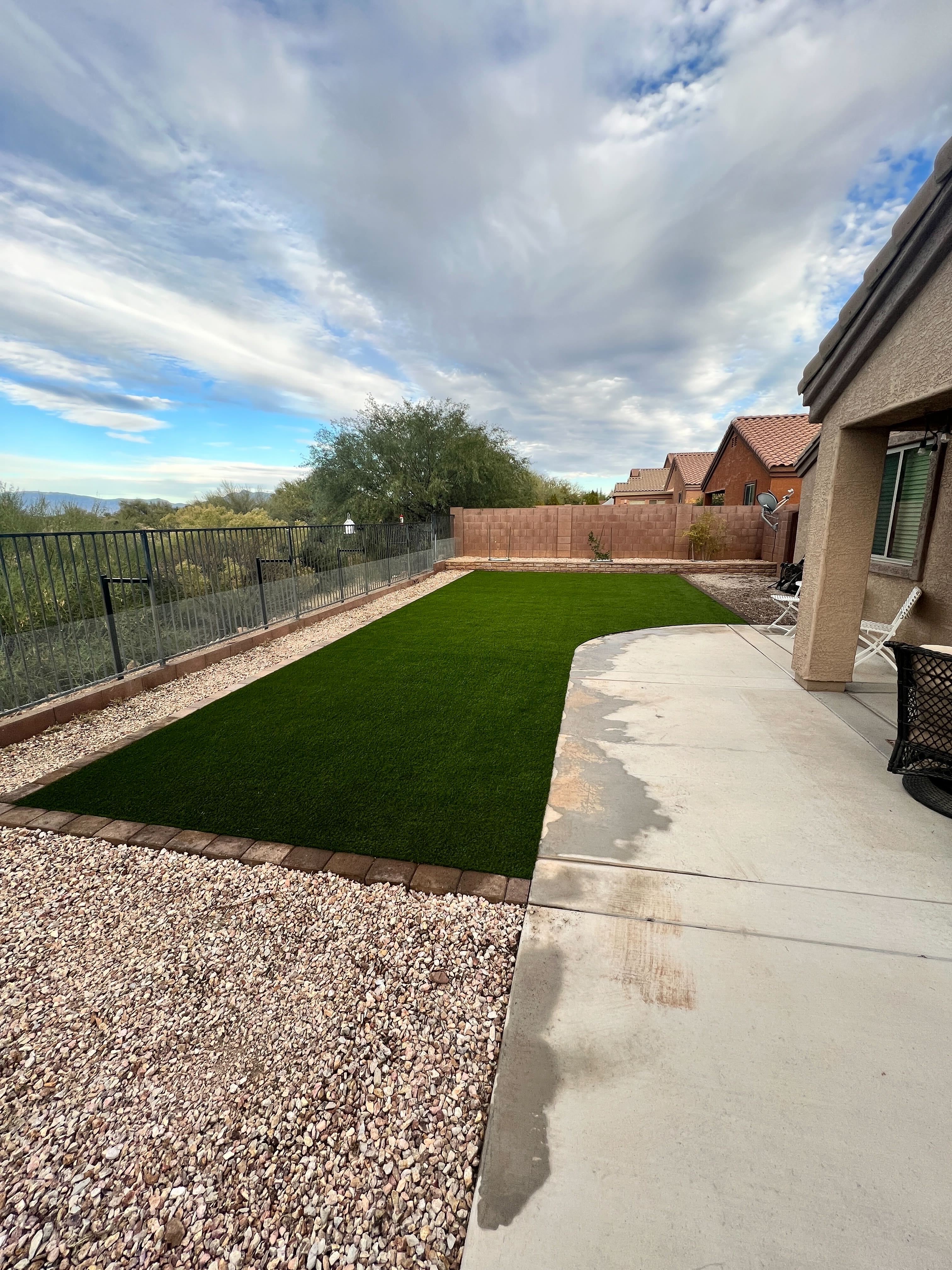 Residential backyard with desert views