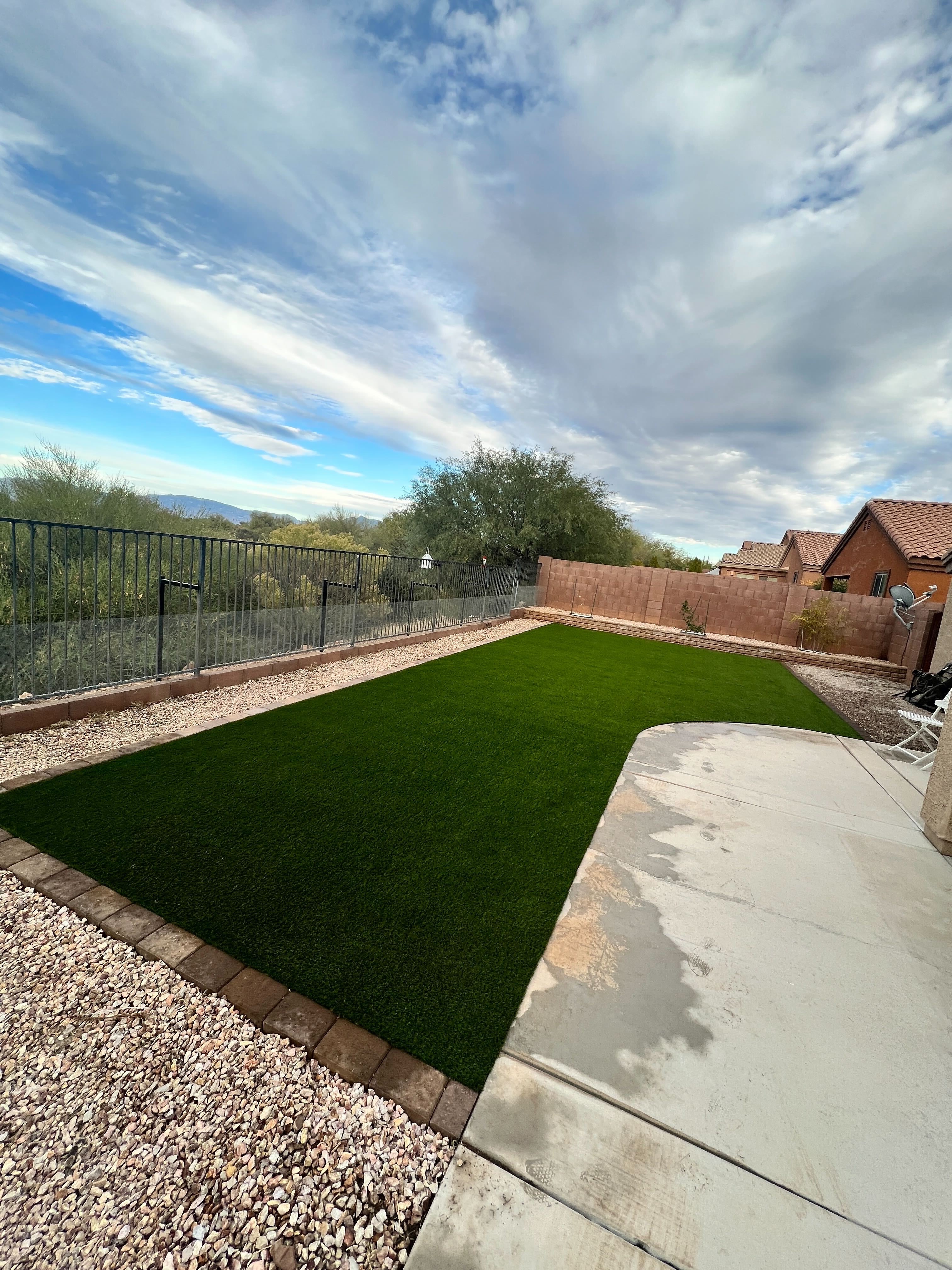 Clean backyard turf installation