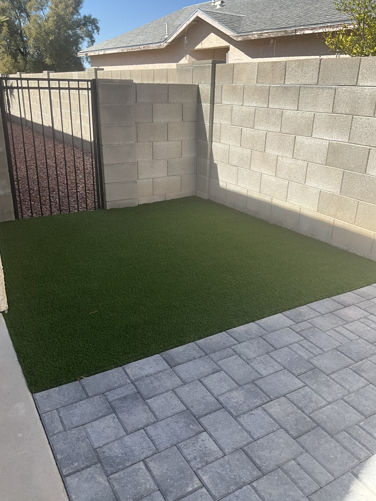 Backyard turf installation